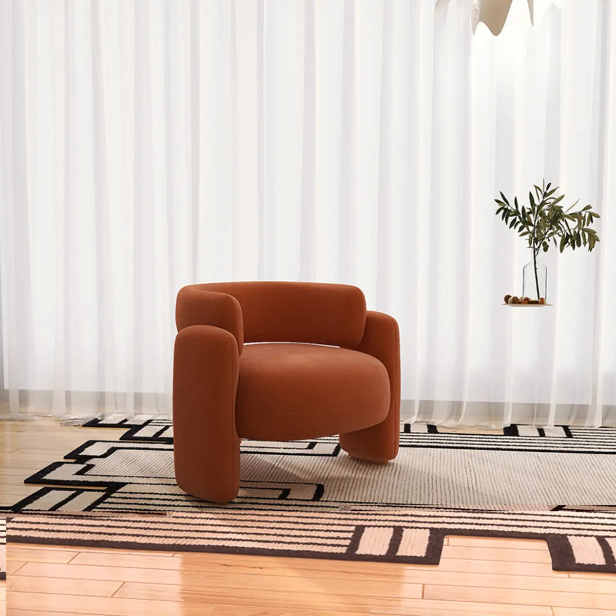 Flannel Curved Back Memory Foam Fill Barrel Chair Image - 5