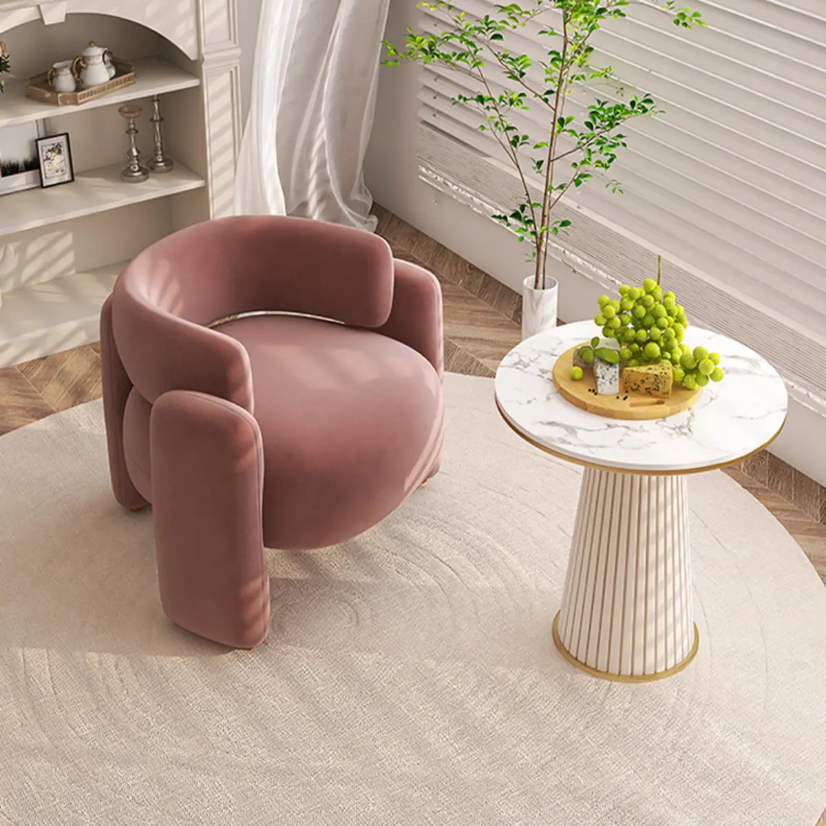 Flannel Curved Back Memory Foam Fill Barrel Chair Image - 6