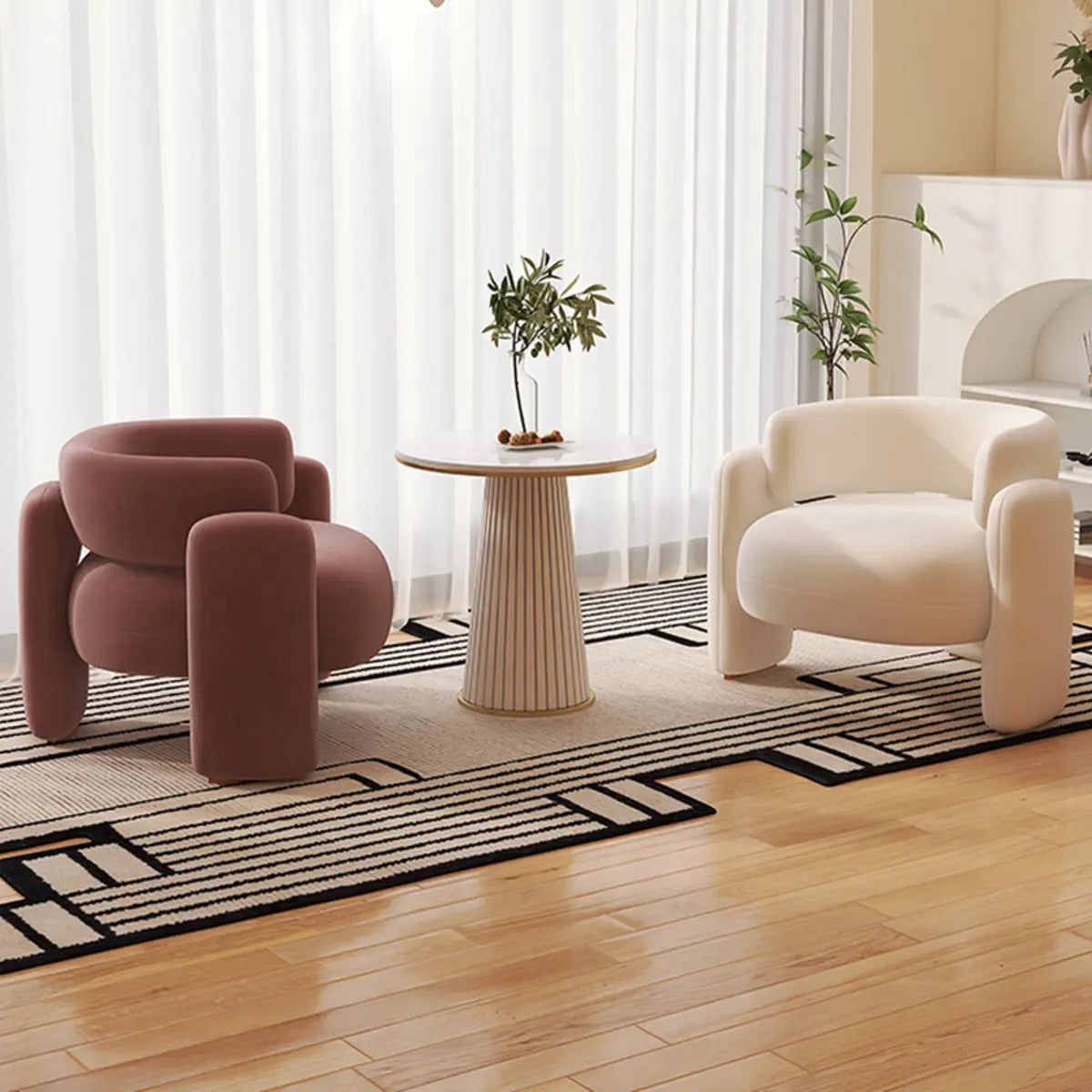 Flannel Curved Back Memory Foam Fill Barrel Chair Image - 8