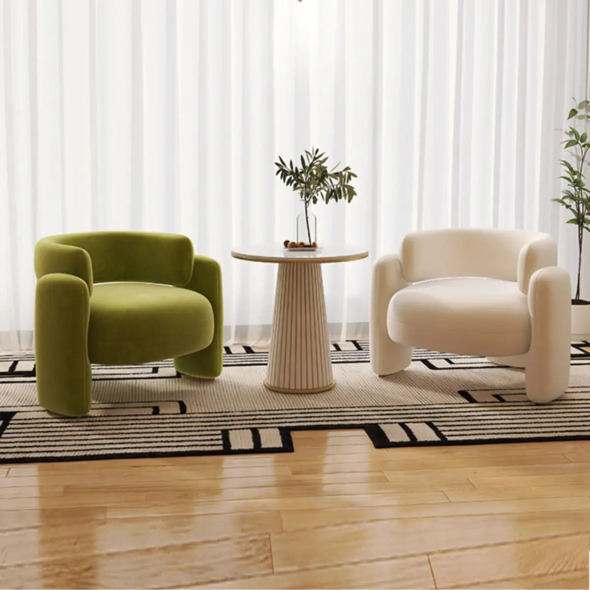 Flannel Curved Back Memory Foam Fill Barrel Chair Image - 9