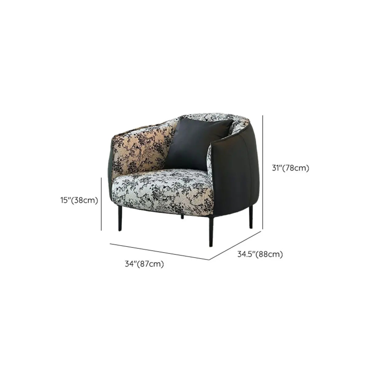 Flannel Fixed Back Floral Pattern Four Legs Arm Chair Image - 24