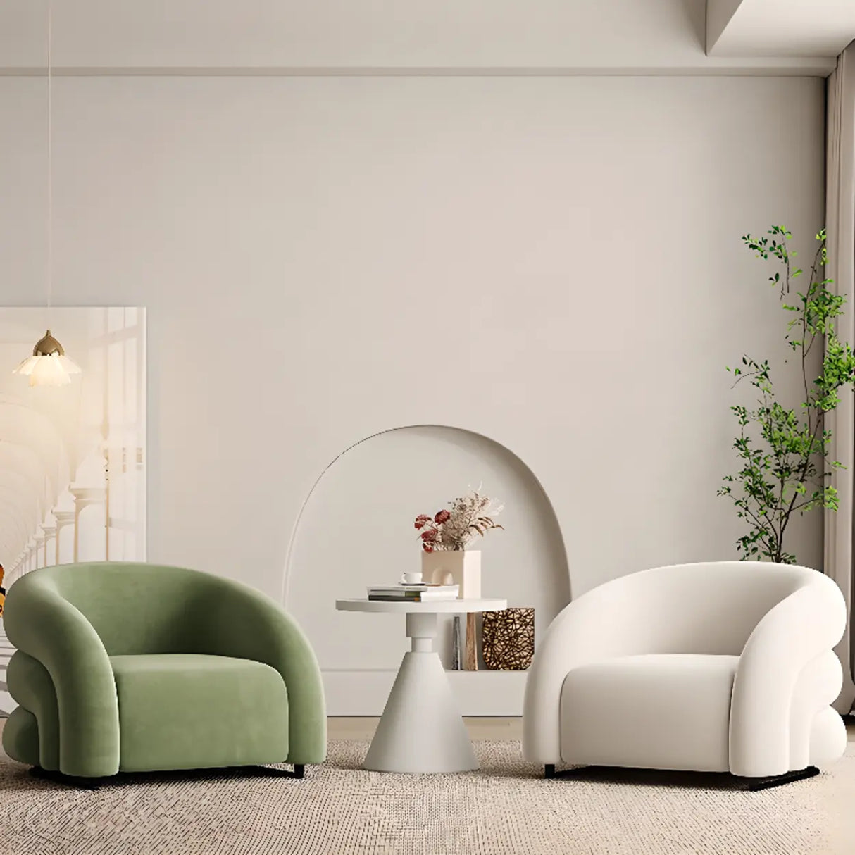 Flannel Sloped Arms Fixed Back Wood Sled Accent Chair Image - 1