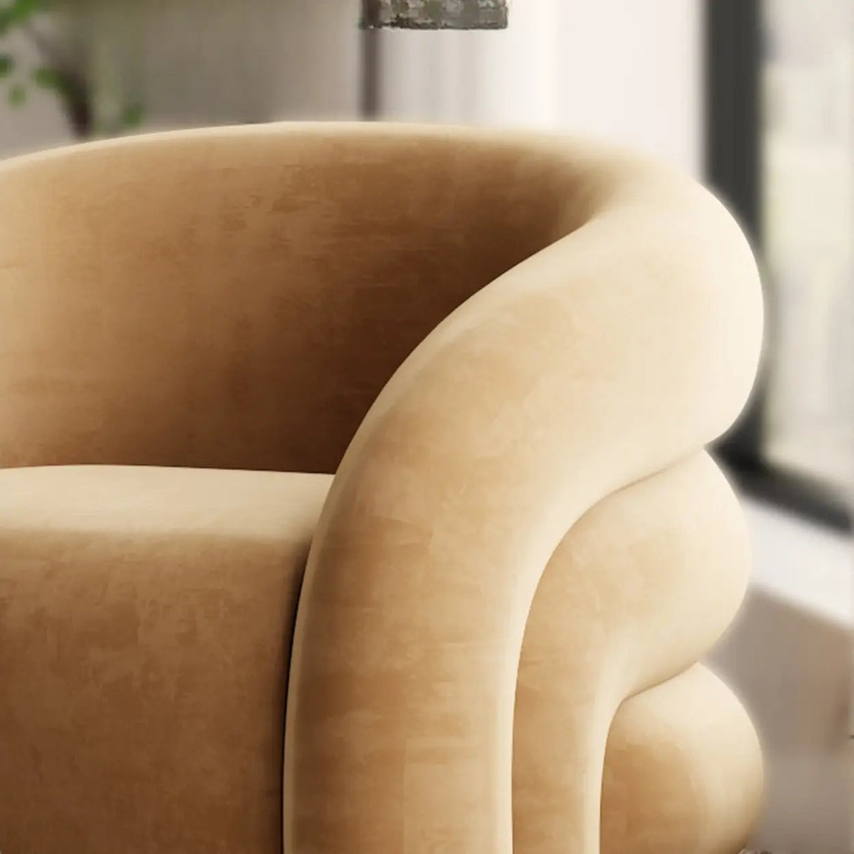 Flannel Sloped Arms Fixed Back Wood Sled Accent Chair Image - 10