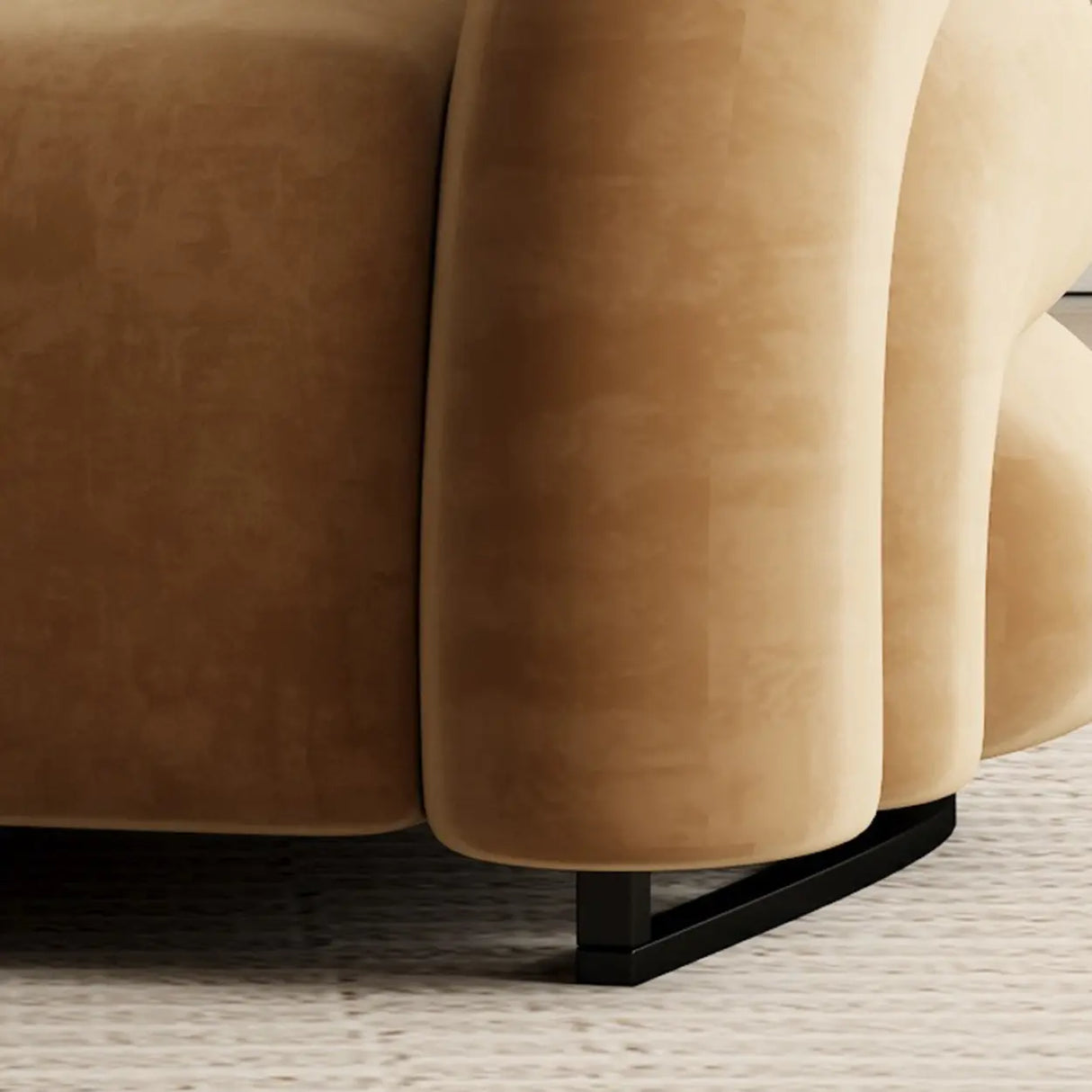 Flannel Sloped Arms Fixed Back Wood Sled Accent Chair Image - 11