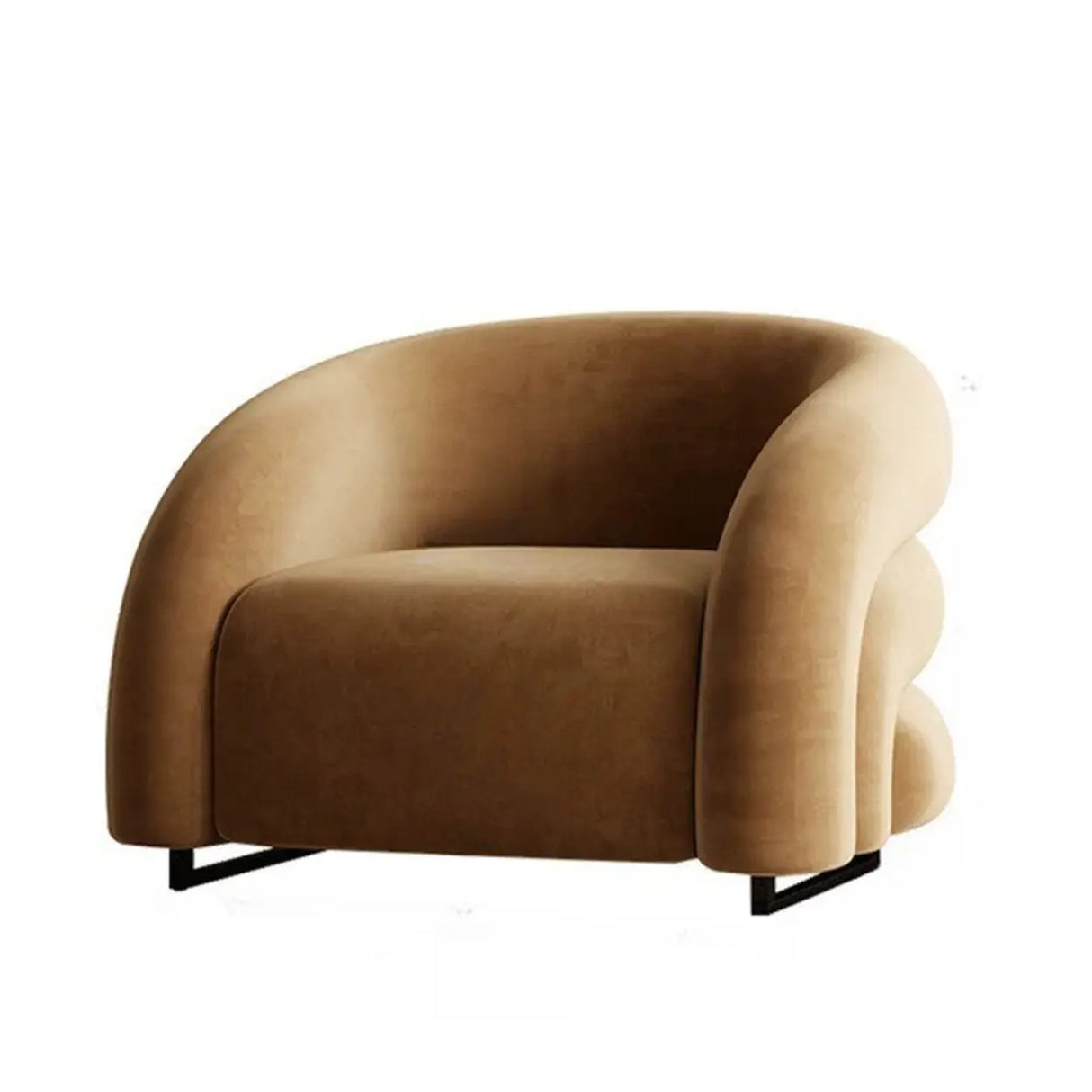 Flannel Sloped Arms Fixed Back Wood Sled Accent Chair Image - 12