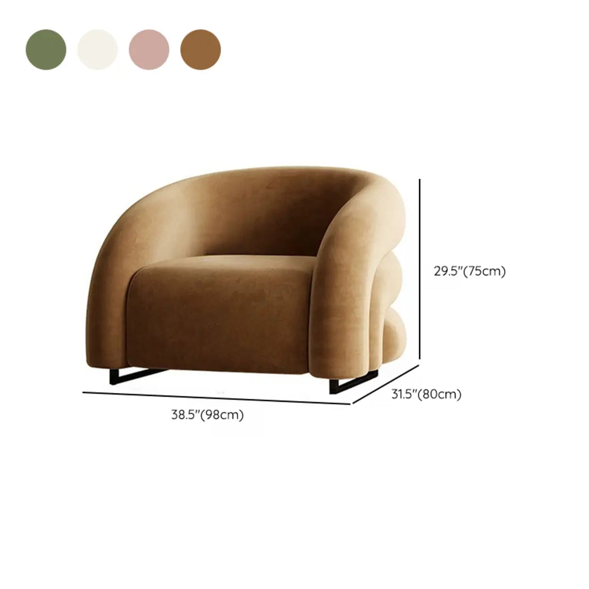 Flannel Sloped Arms Fixed Back Wood Sled Accent Chair