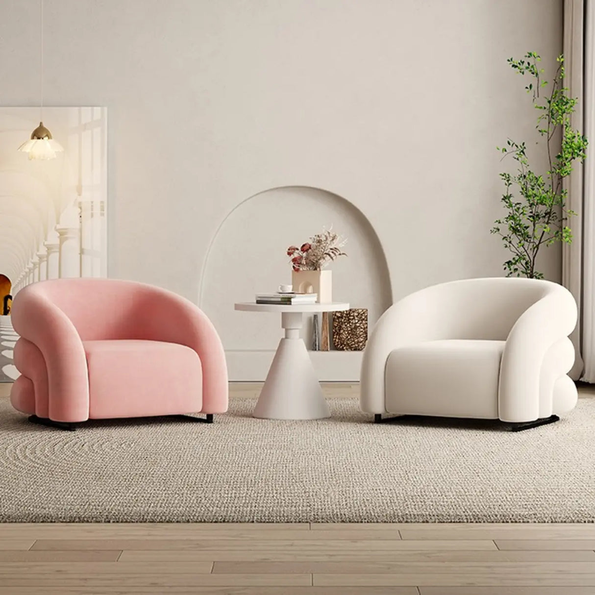 Flannel Sloped Arms Fixed Back Wood Sled Accent Chair Image - 8