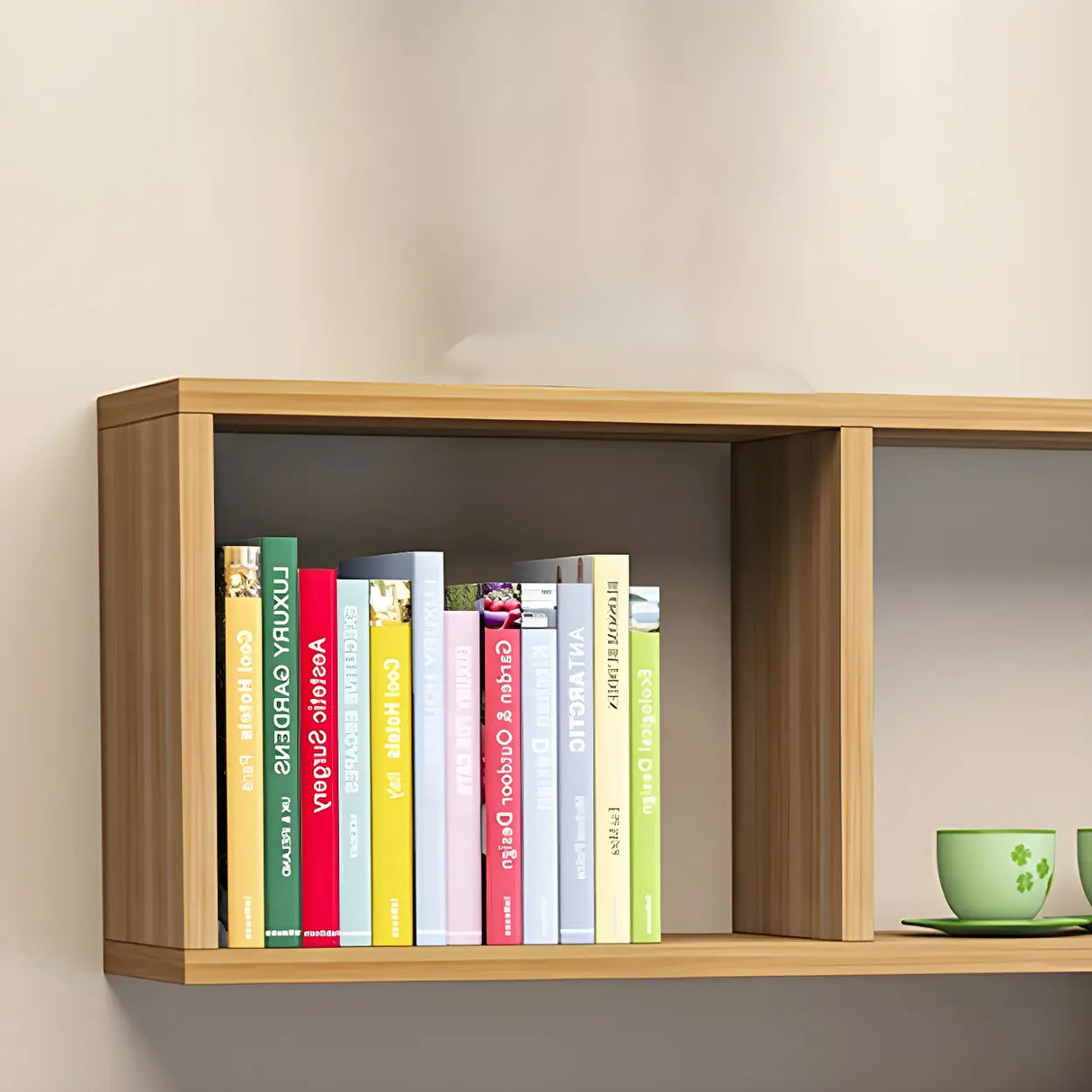 Floating Minimalist Rectangular Wood Storage Bookshelf Image - 8