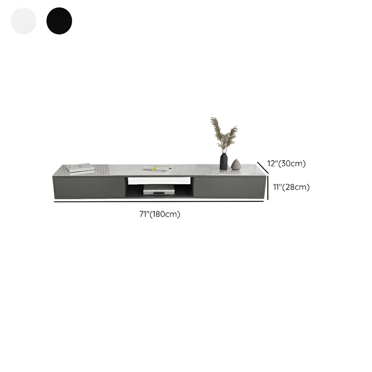 Floating Mount Stone Cabinet Open Storage TV Stand Image - 13