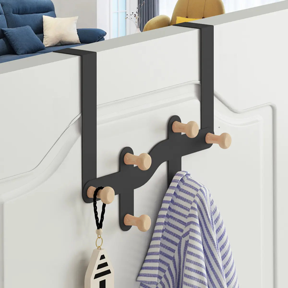 Floating Mount Wave Alloy Pink Hooks Narrow Coat Rack Image - 13