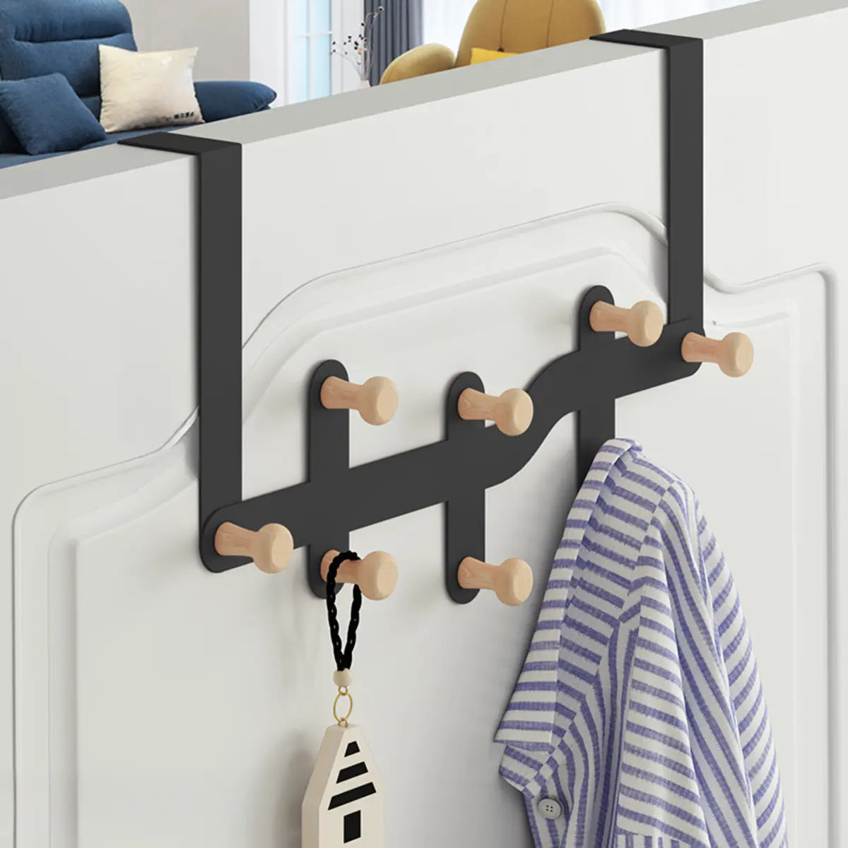 Floating Mount Wave Alloy Pink Hooks Narrow Coat Rack Image - 16