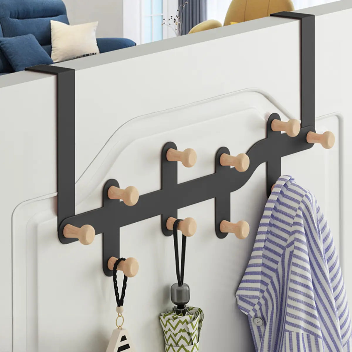 Floating Mount Wave Alloy Pink Hooks Narrow Coat Rack Image - 17