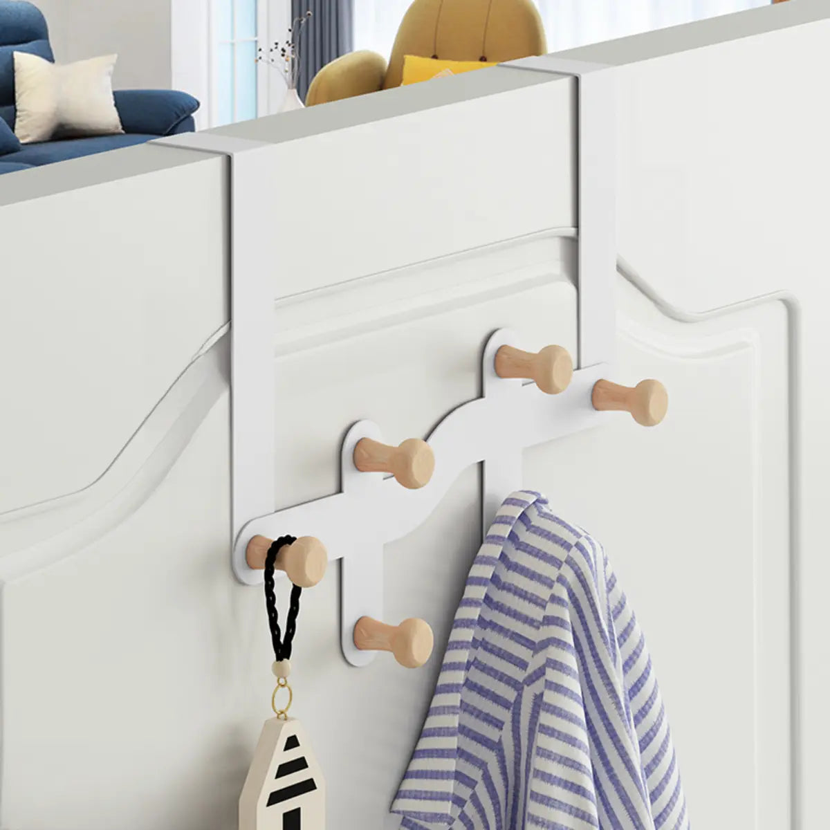 Floating Mount Wave Alloy Pink Hooks Narrow Coat Rack Image - 2