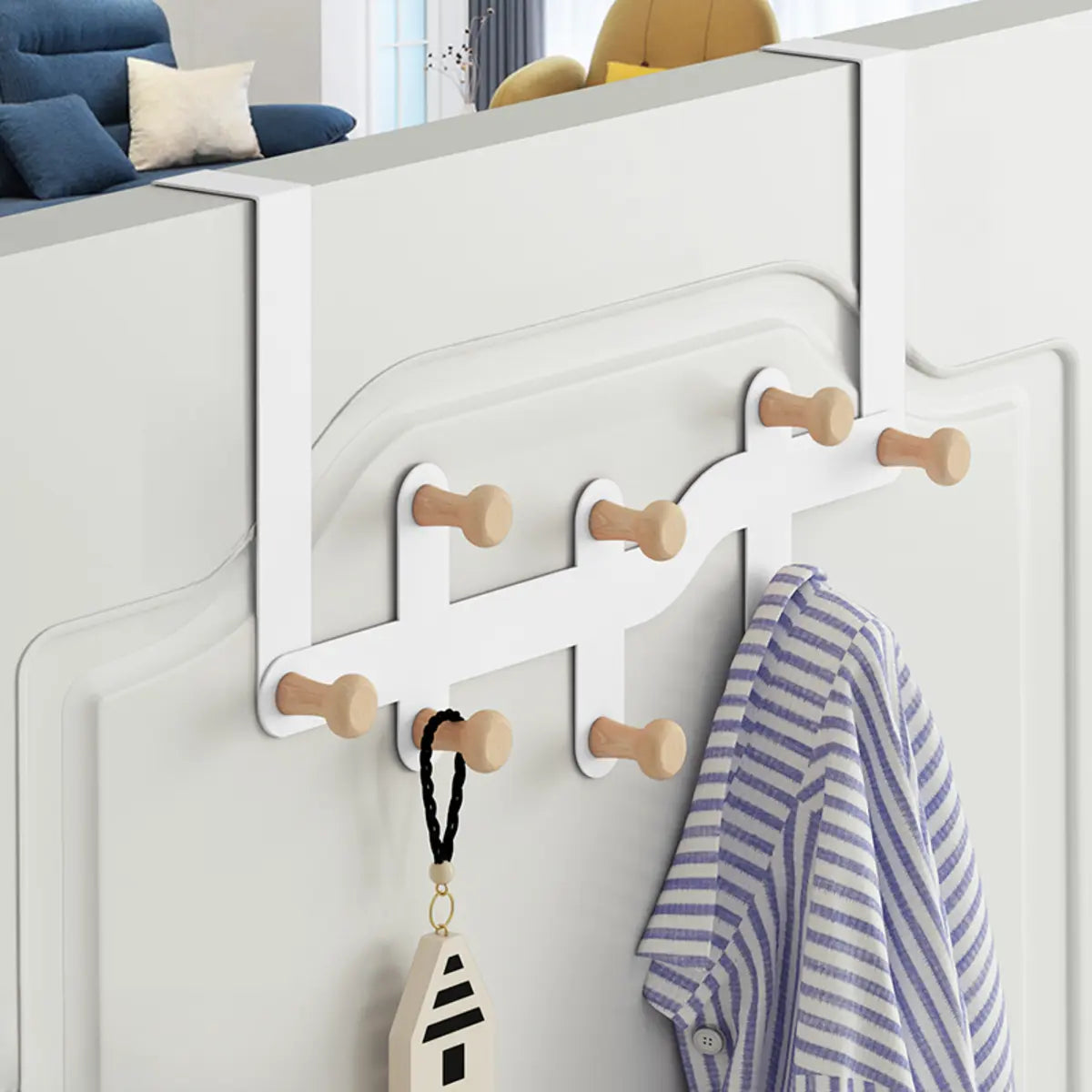 Floating Mount Wave Alloy Pink Hooks Narrow Coat Rack Image - 3