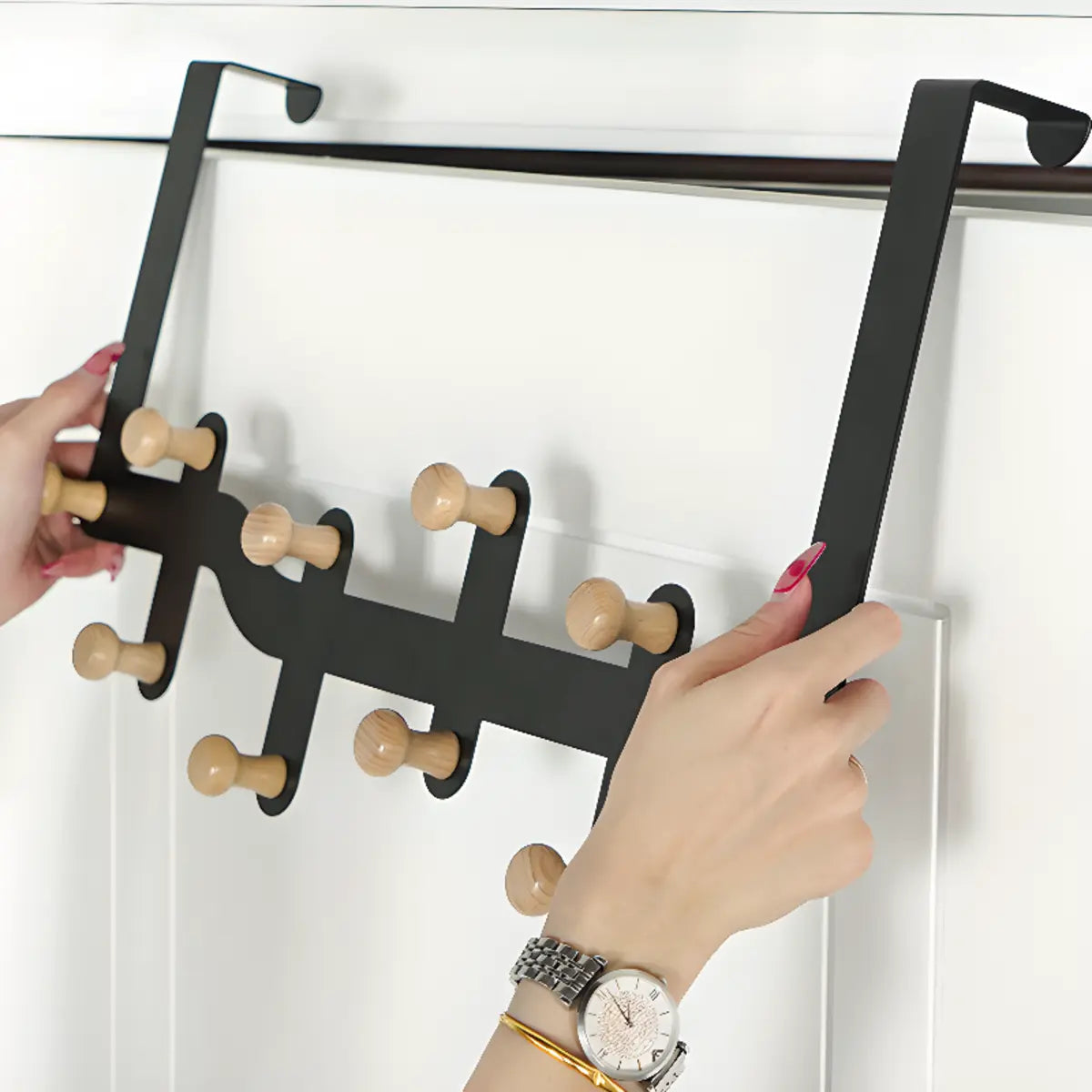 Floating Mount Wave Alloy Pink Hooks Narrow Coat Rack Image - 4