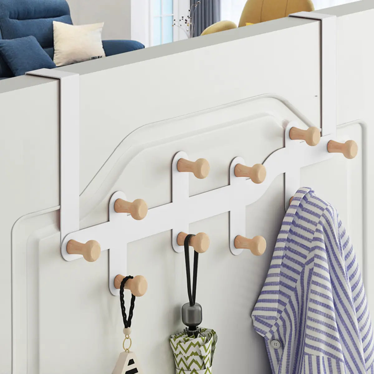 Floating Mount Wave Alloy Pink Hooks Narrow Coat Rack Image - 5