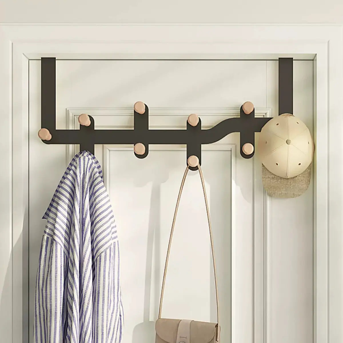 Floating Mount Wave Alloy Pink Hooks Narrow Coat Rack Image - 8