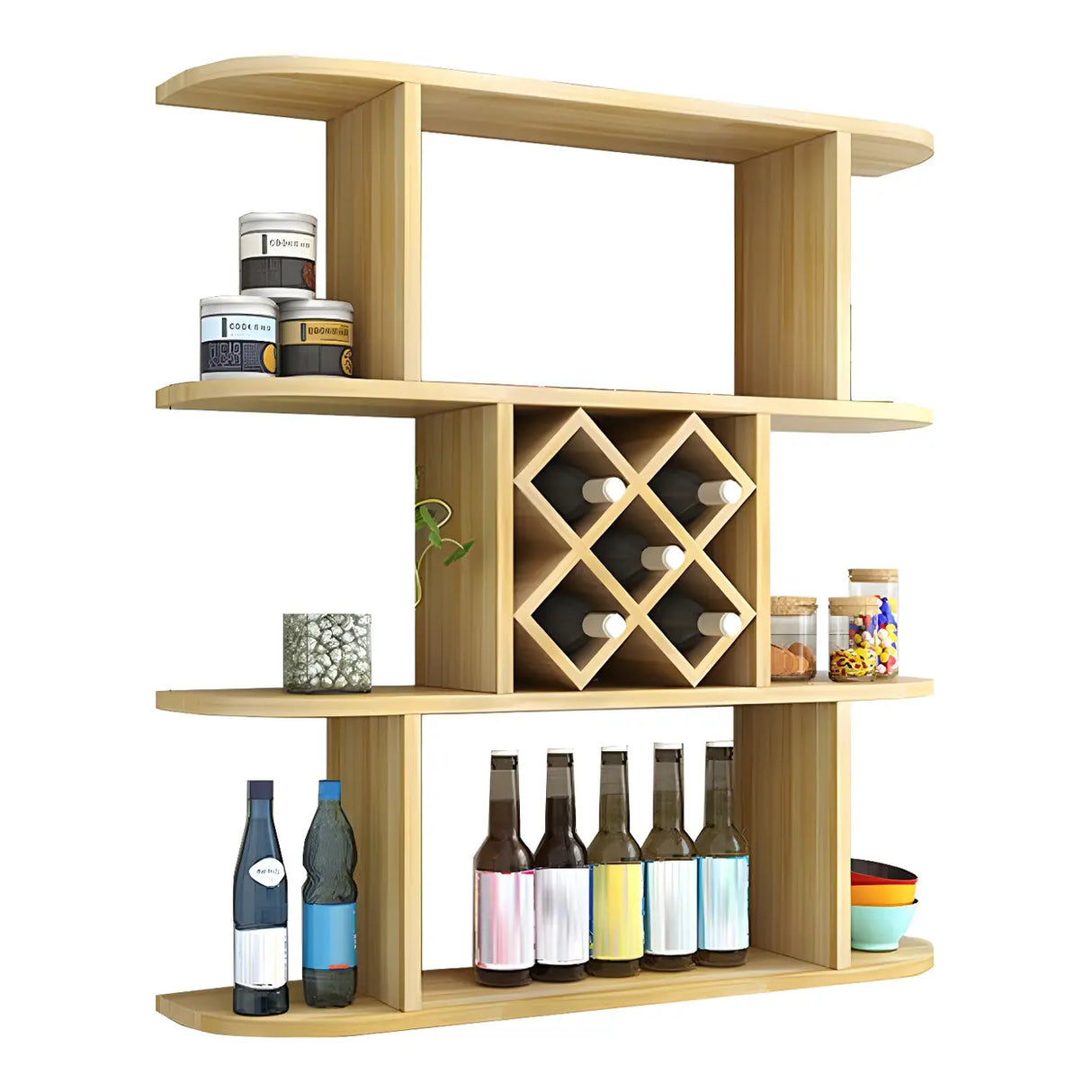 Floating White Wall-Mounted Wood Wine Rack Holder Image - 17