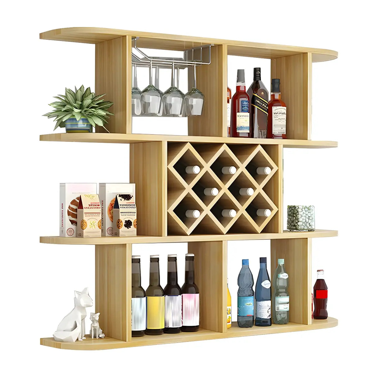 Floating White Wall-Mounted Wood Wine Rack Holder Image - 19