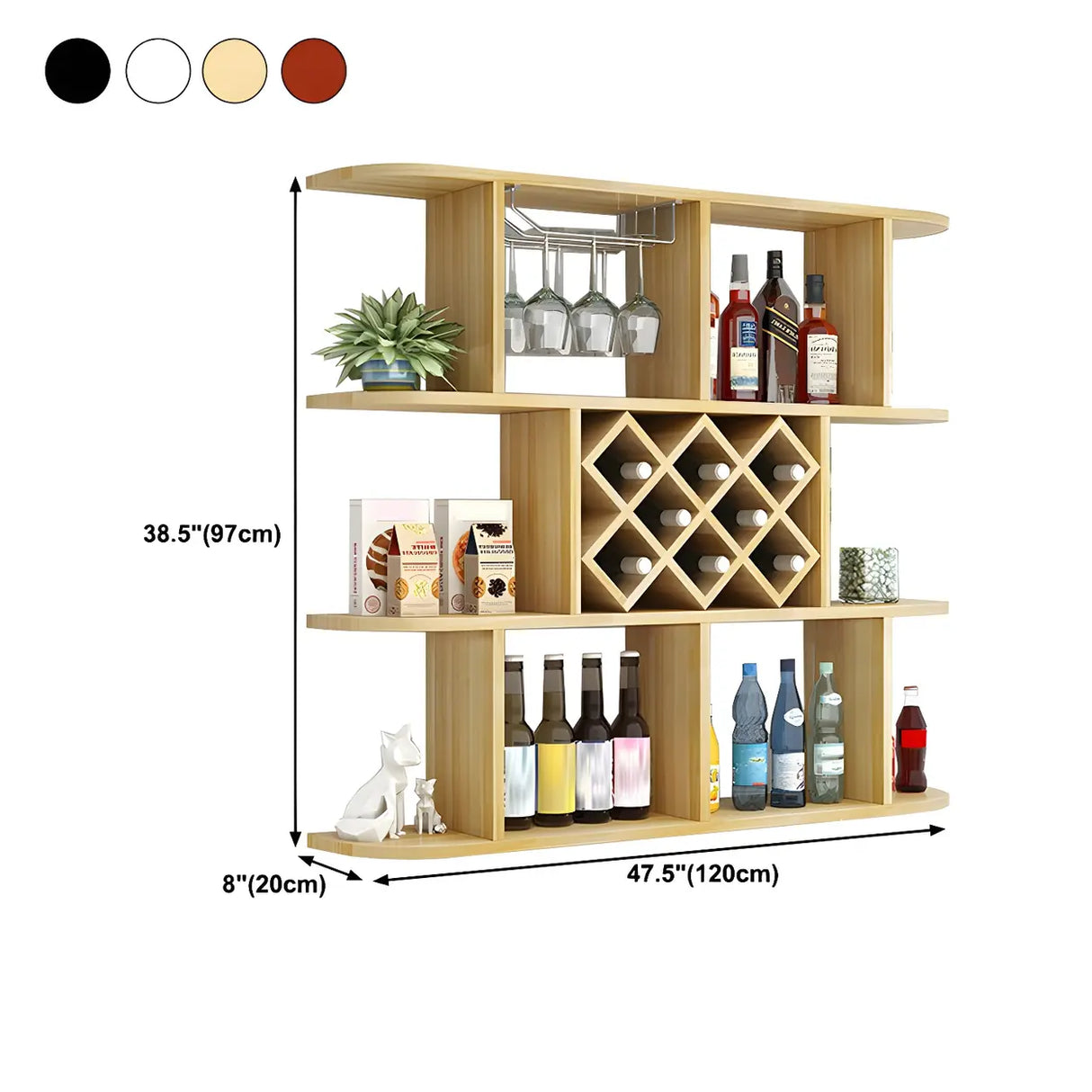 Floating White Wall-Mounted Wood Wine Rack Holder Image - 30