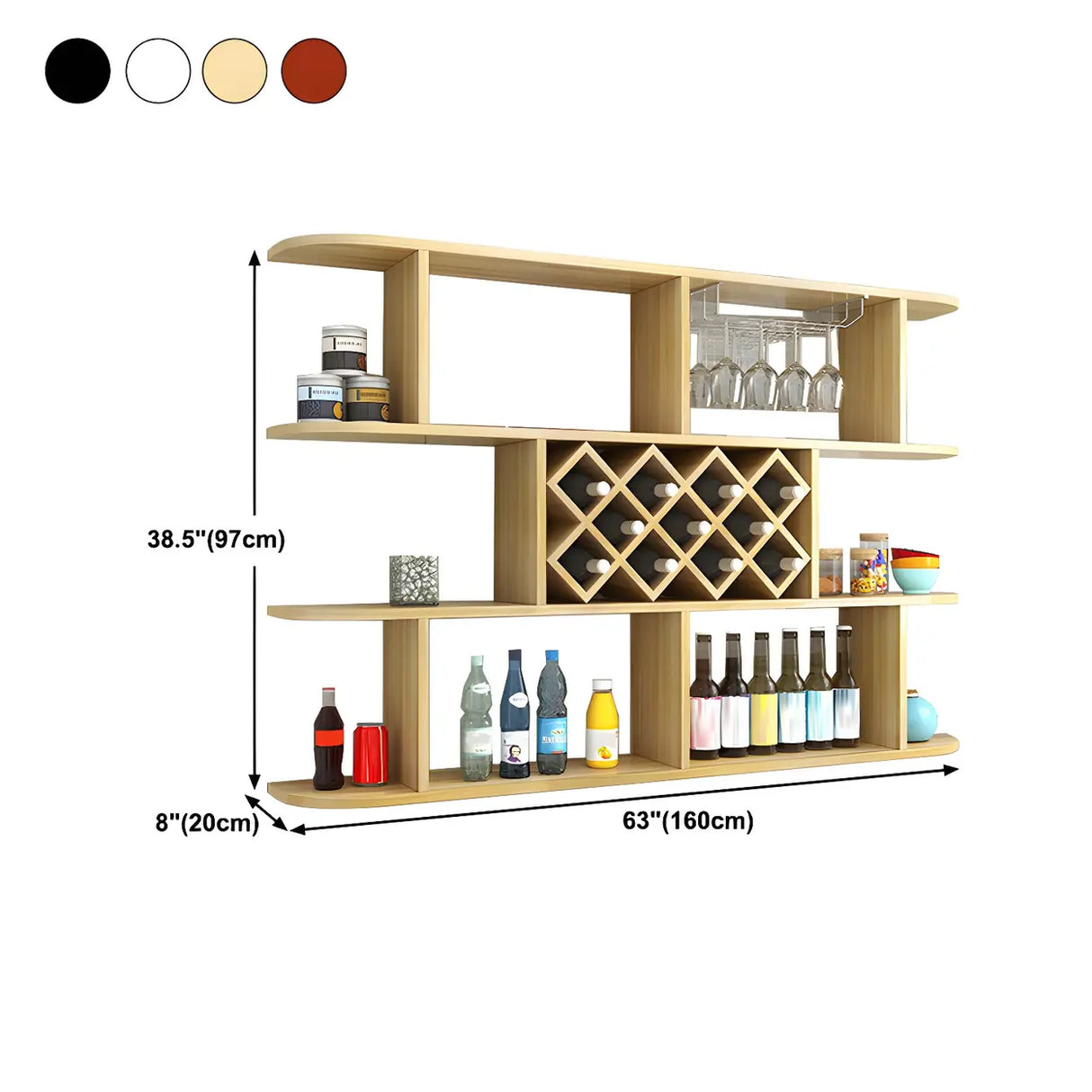 Floating White Wall-Mounted Wood Wine Rack Holder Image - 32