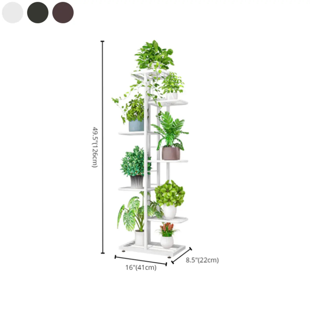 Floor Rectangle Metal Frame Holder Plant Stand White