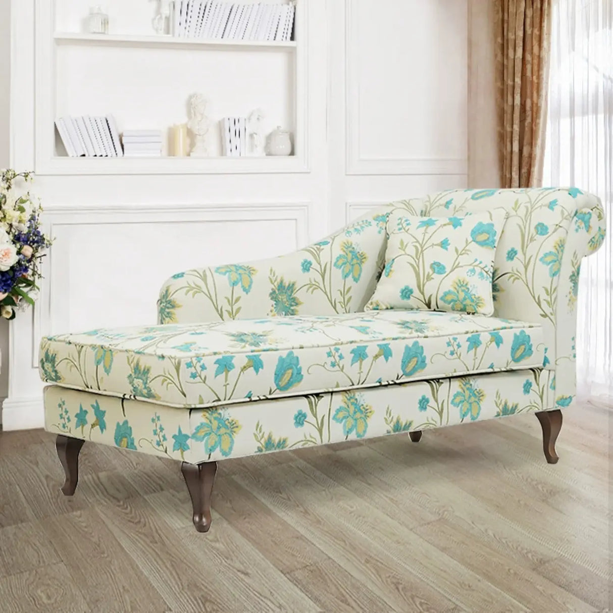 Floral Elegant Upholstered Relaxation Seat Chaise Lounge Image - 2