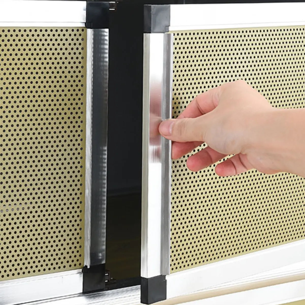 Floral Metal Gold Narrow Kitchen Sideboard with Shelves Image - 6