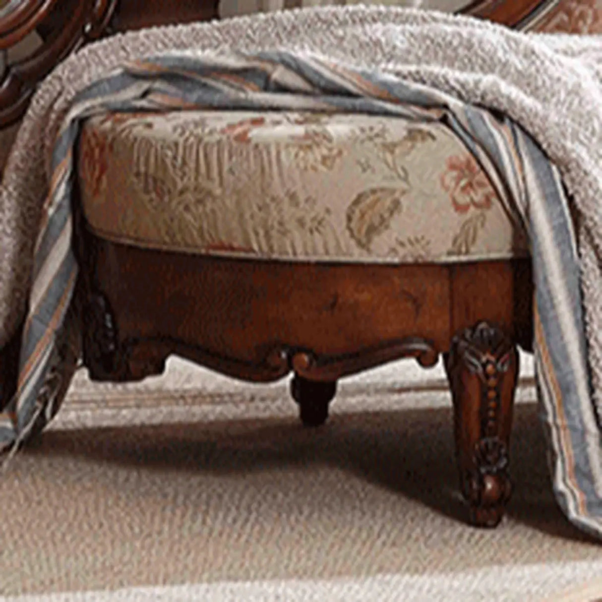 Floral Pattern Wooden Pillow Included Chaise Lounge Image - 6