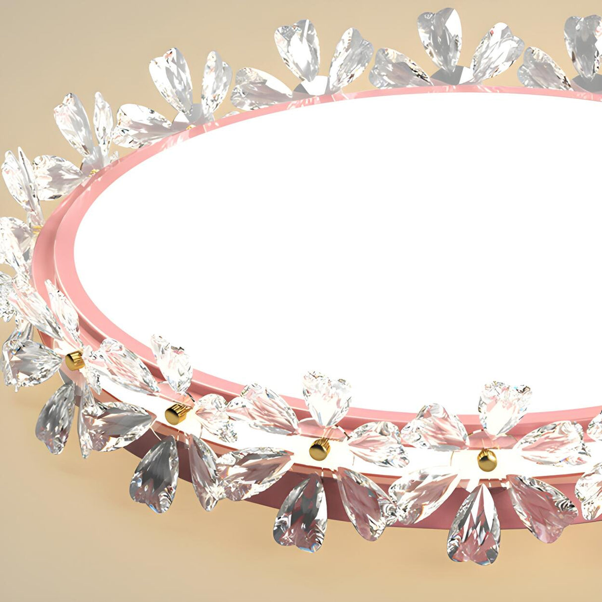 Floral Round Crystal Gold Flush Mount Ceiling Light Image - 10