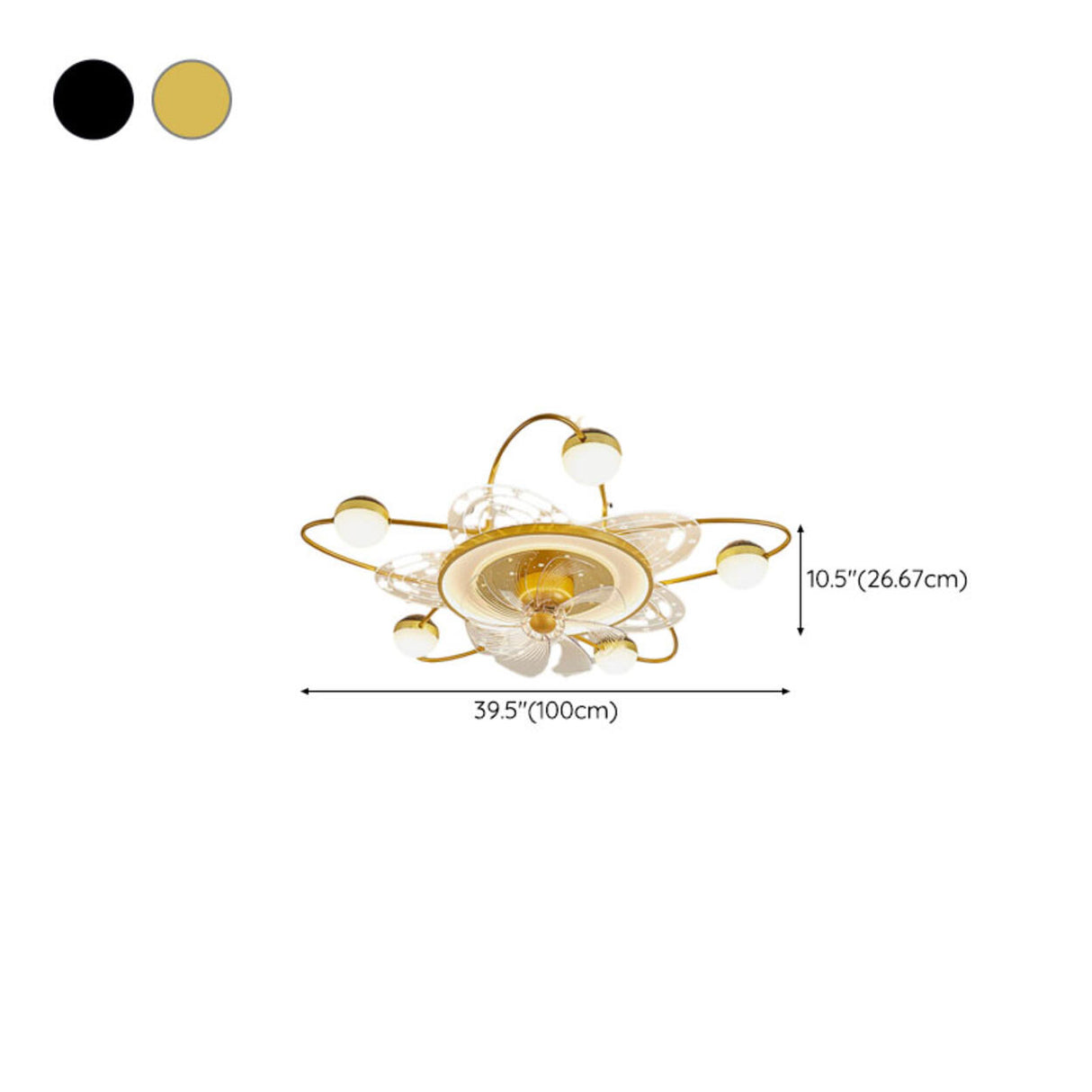 Flower-Shaped Clear Dimming Flush Mount Light with Fan
