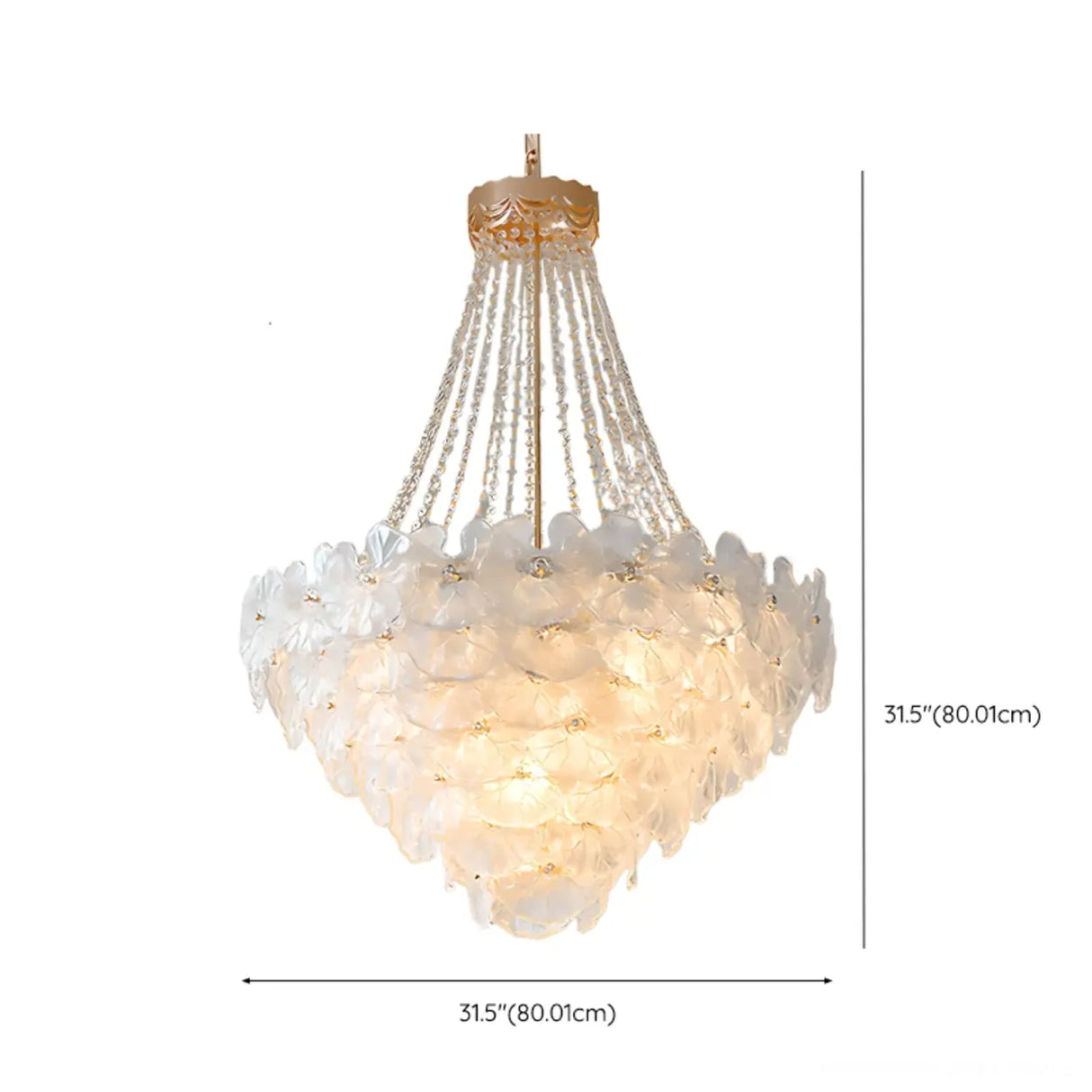 Flower White Frosted Glass Crystal Beads Tiered Chandelier Image - 10