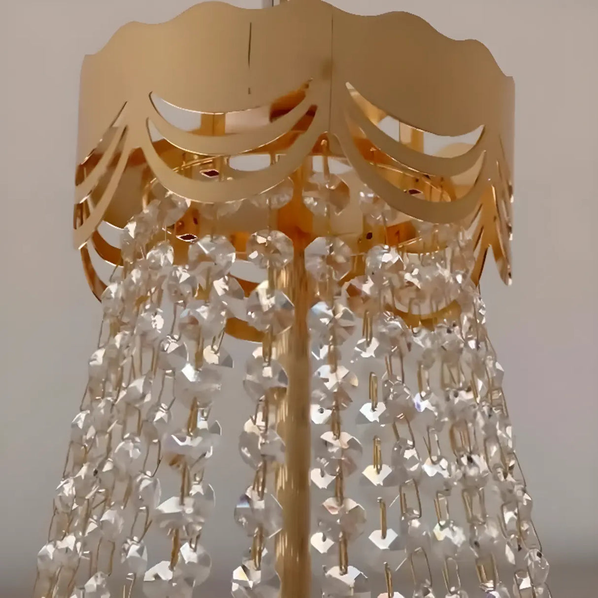 Flower White Frosted Glass Crystal Beads Tiered Chandelier Image - 5