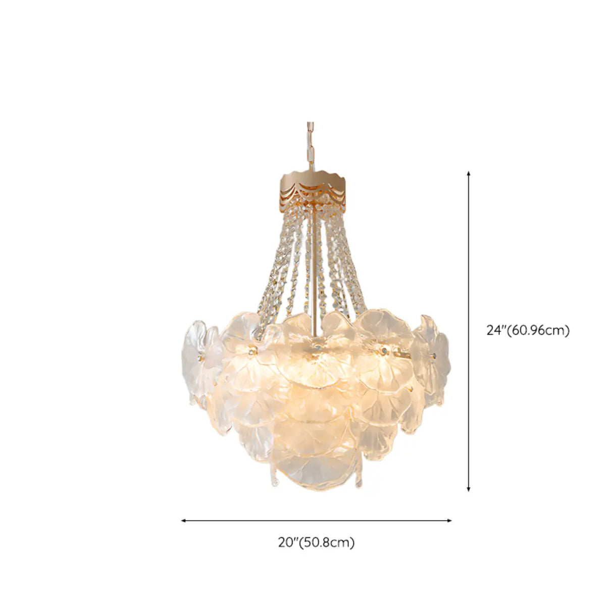 Flower White Frosted Glass Crystal Beads Tiered Chandelier