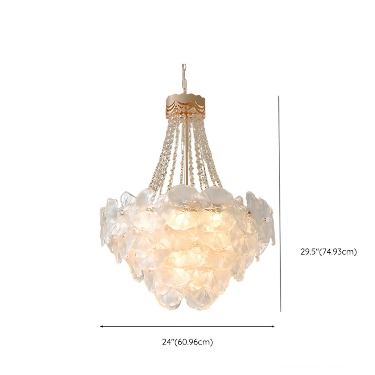 Flower White Frosted Glass Crystal Beads Tiered Chandelier Image - 9