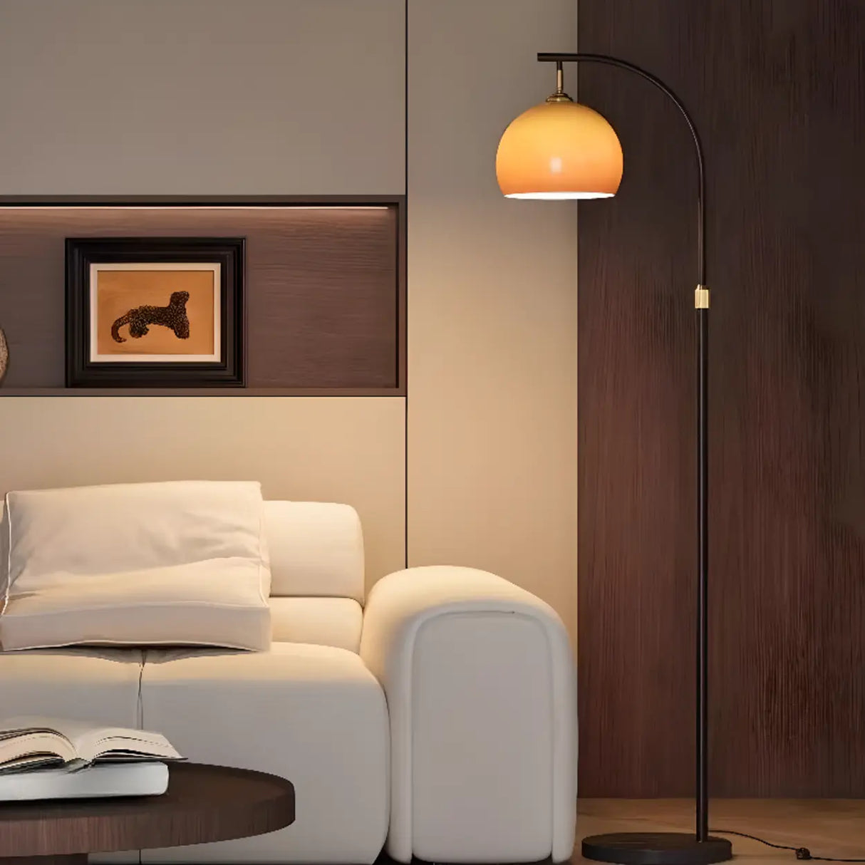 Metal Traditional Floor Lamp 1 Light with Glass Shade & Rocker Switch, Adapted for LED/Incandescent/Fluorescent, Adaptable Height, Residential Use Image - 1