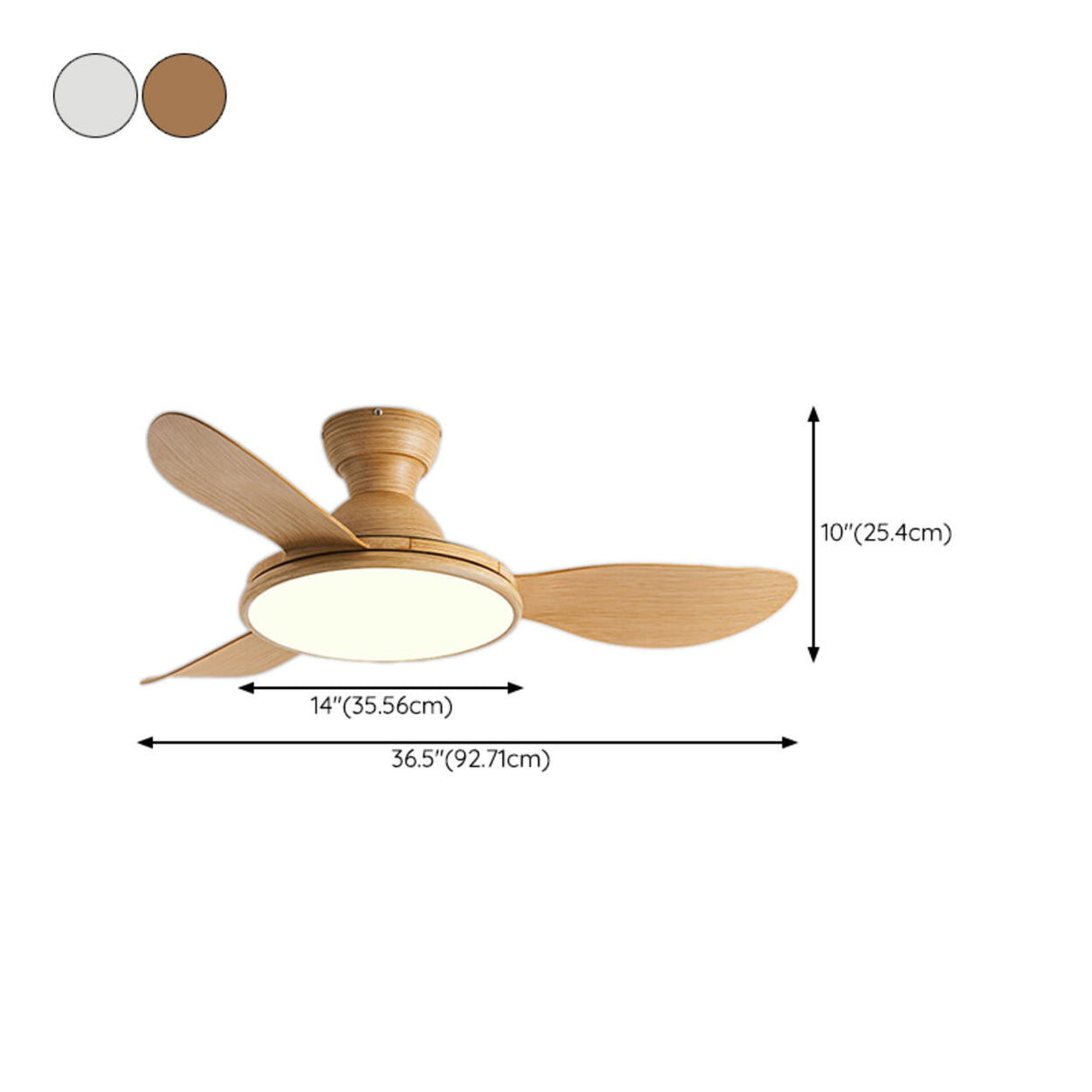Flush 5 Wood Blade Flower Shape Ceiling Fan with Light