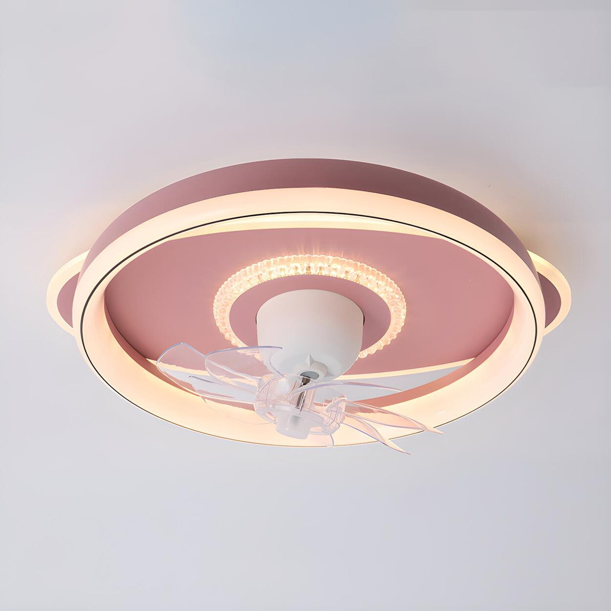 Flush Elegant Circle 7-Blade Ceiling Fan with Light Image - 10