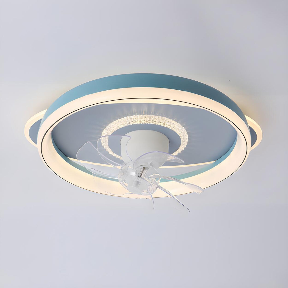 Flush Elegant Circle 7-Blade Ceiling Fan with Light Image - 11