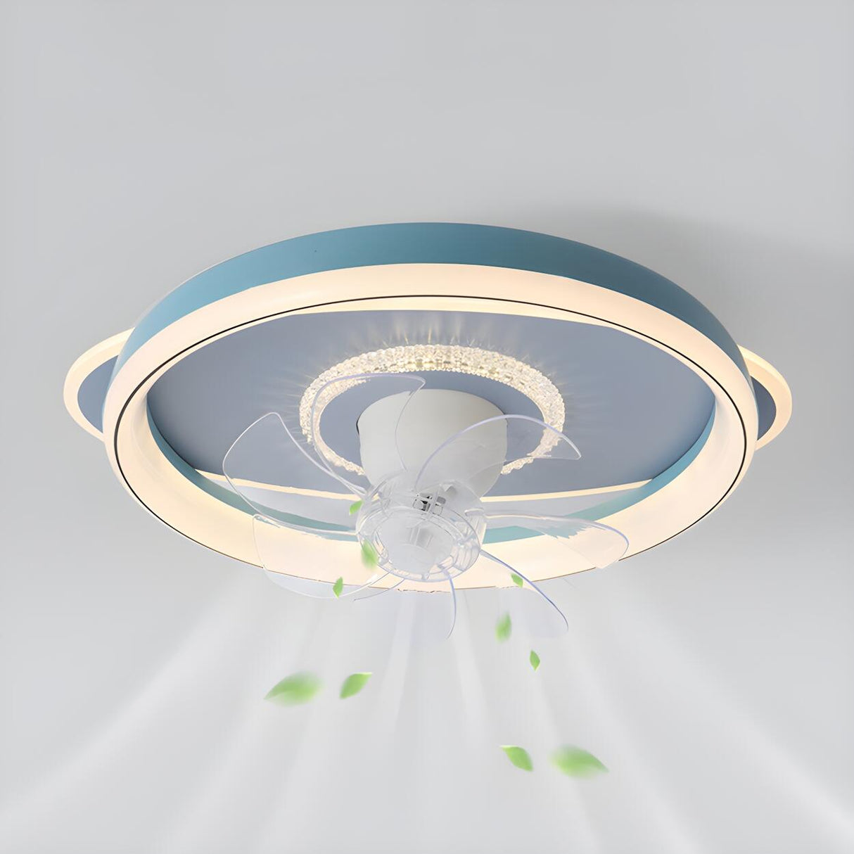 Flush Elegant Circle 7-Blade Ceiling Fan with Light Image - 12
