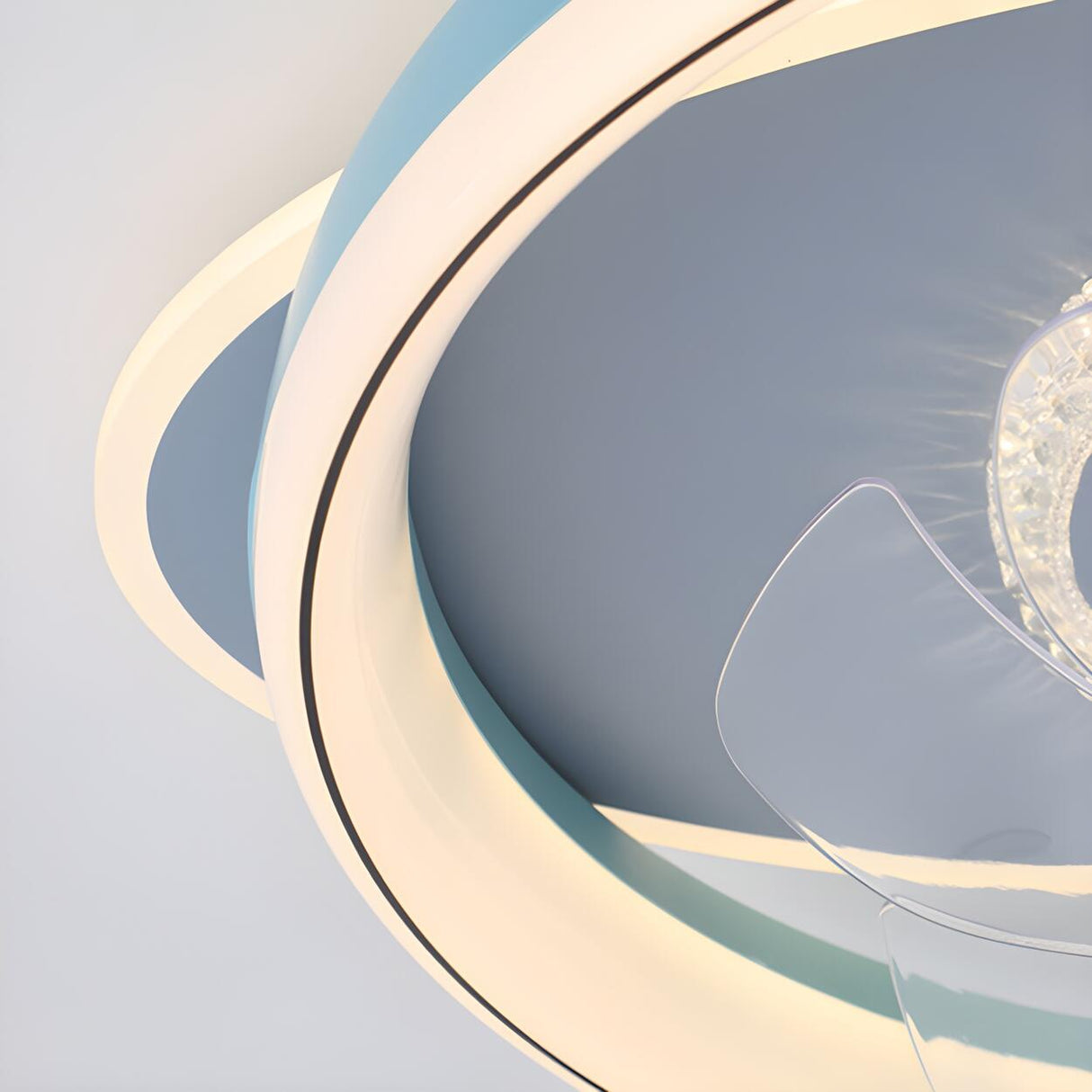 Flush Elegant Circle 7-Blade Ceiling Fan with Light Image - 14