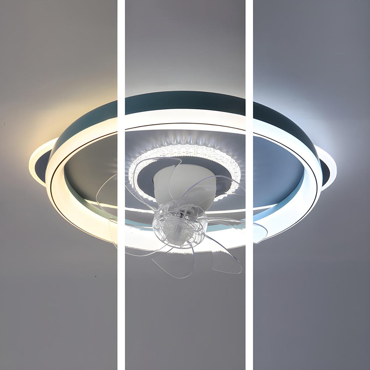 Flush Elegant Circle 7-Blade Ceiling Fan with Light Image - 15