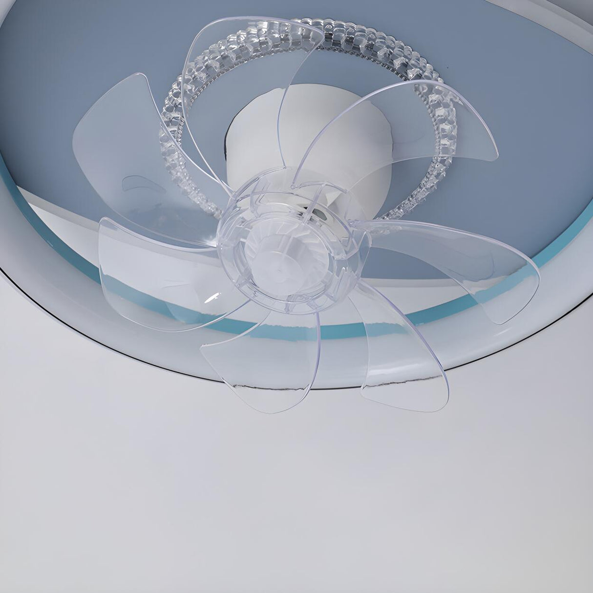 Flush Elegant Circle 7-Blade Ceiling Fan with Light Image - 16