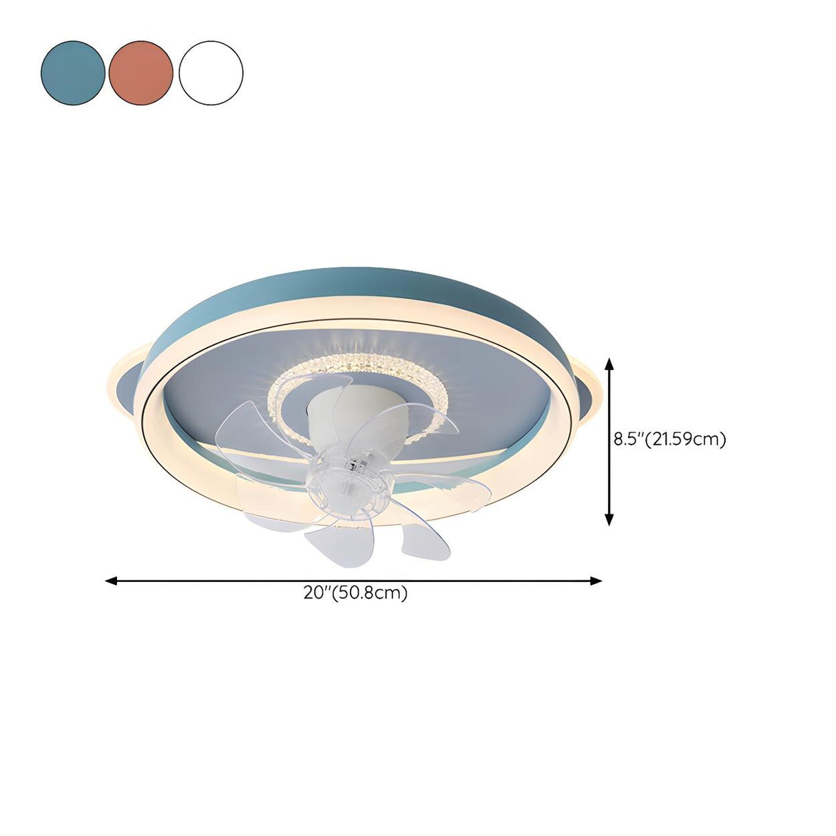 Flush Elegant Circle 7-Blade Ceiling Fan with Light