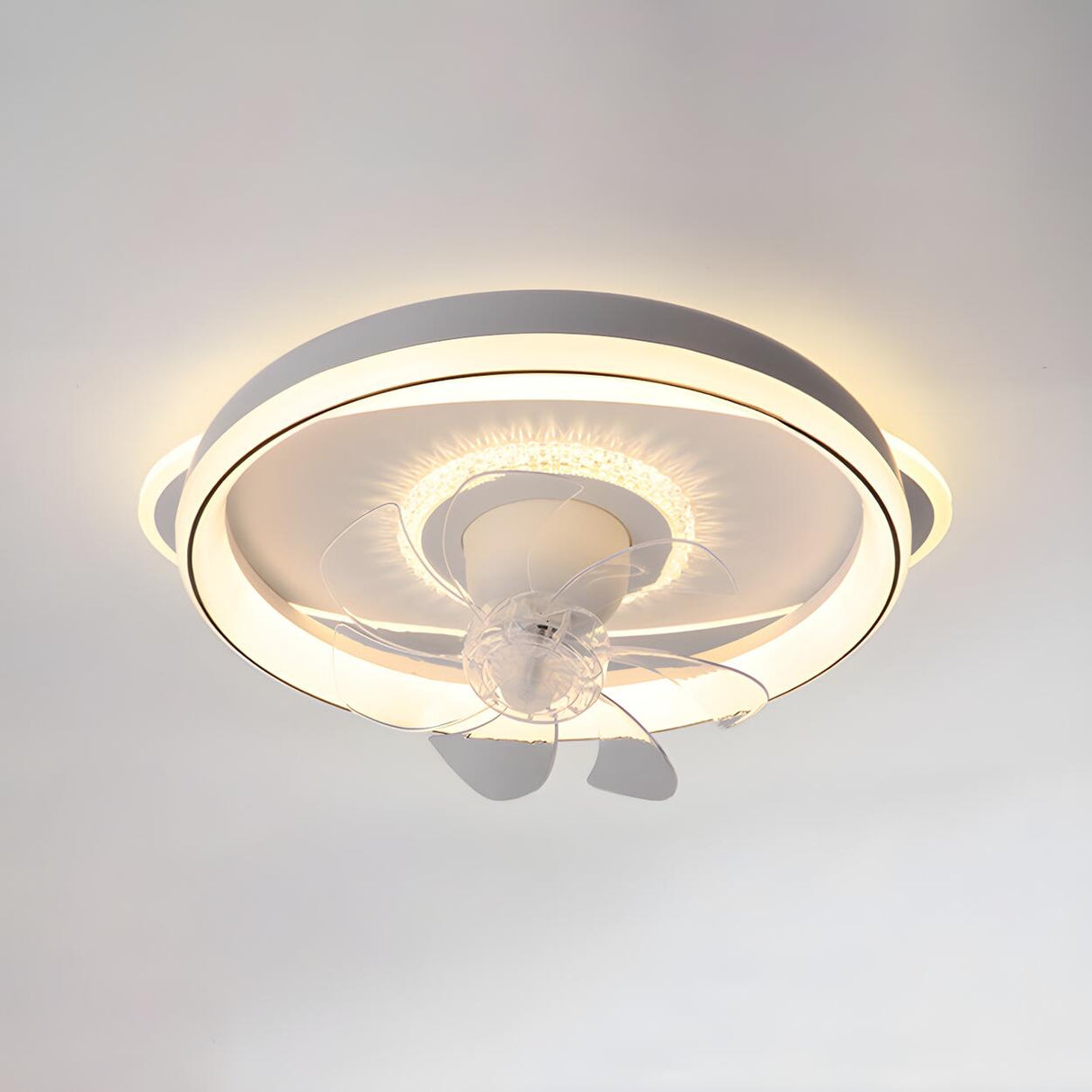 Flush Elegant Circle 7-Blade Ceiling Fan with Light Image - 2