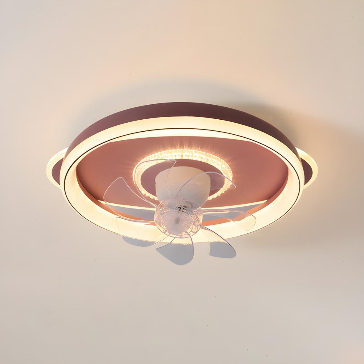Flush Elegant Circle 7-Blade Ceiling Fan with Light Image - 4