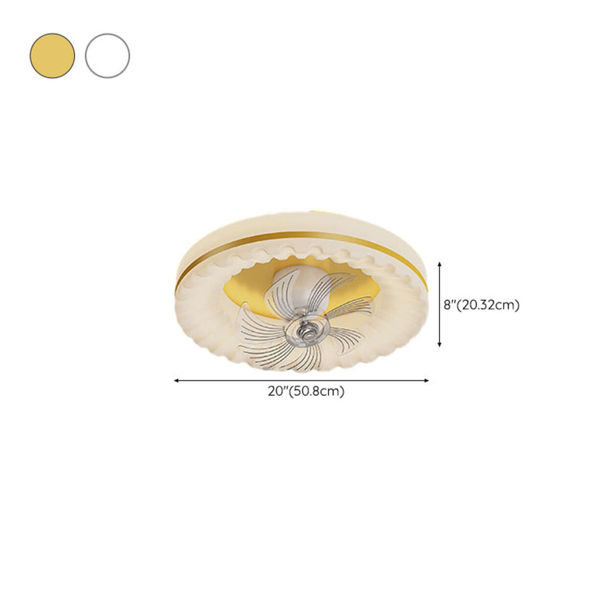 Flush Mount Round Modern Ceiling Fan with LED Lights