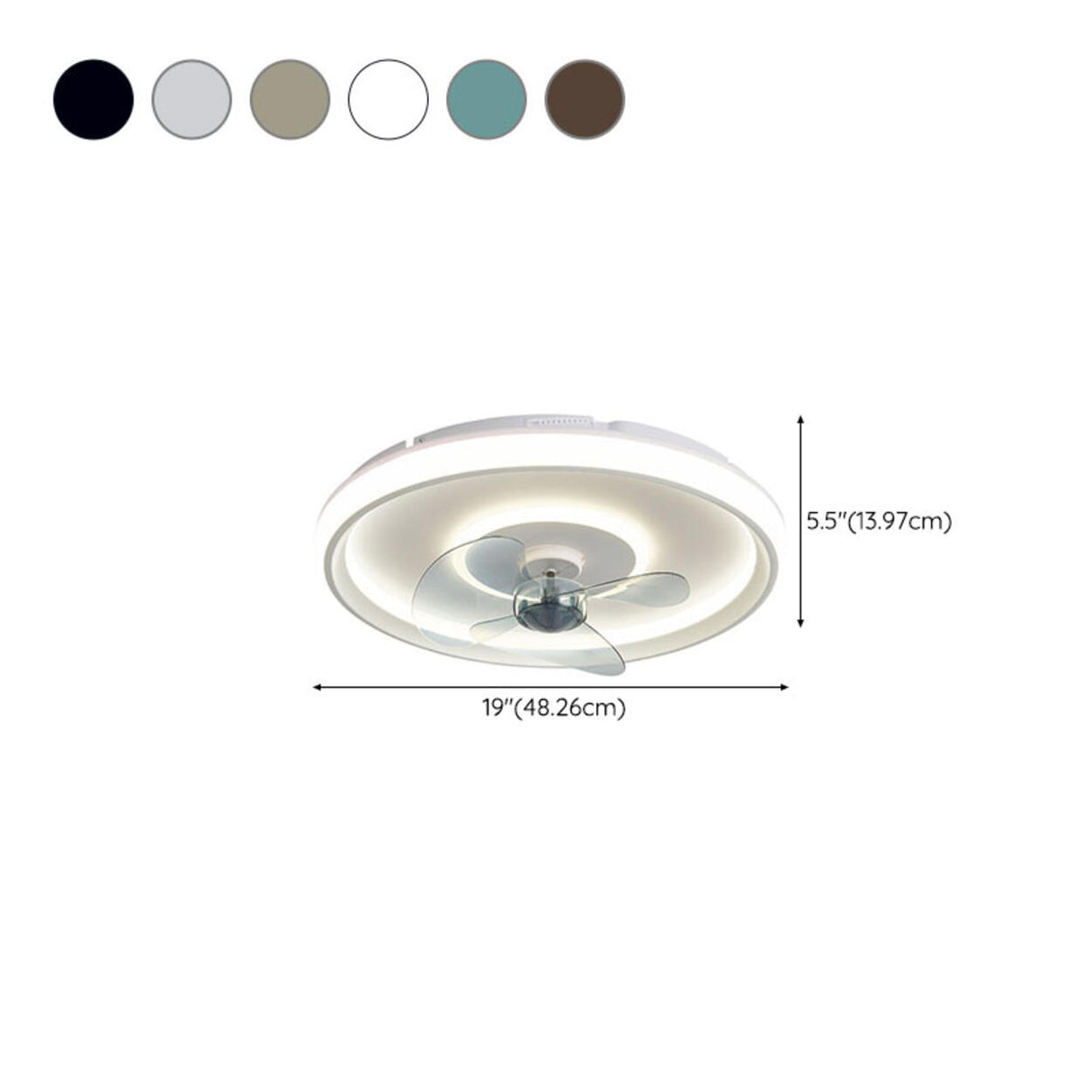 Flush Mount Round Simple Dimming LED Ceiling Fan Light