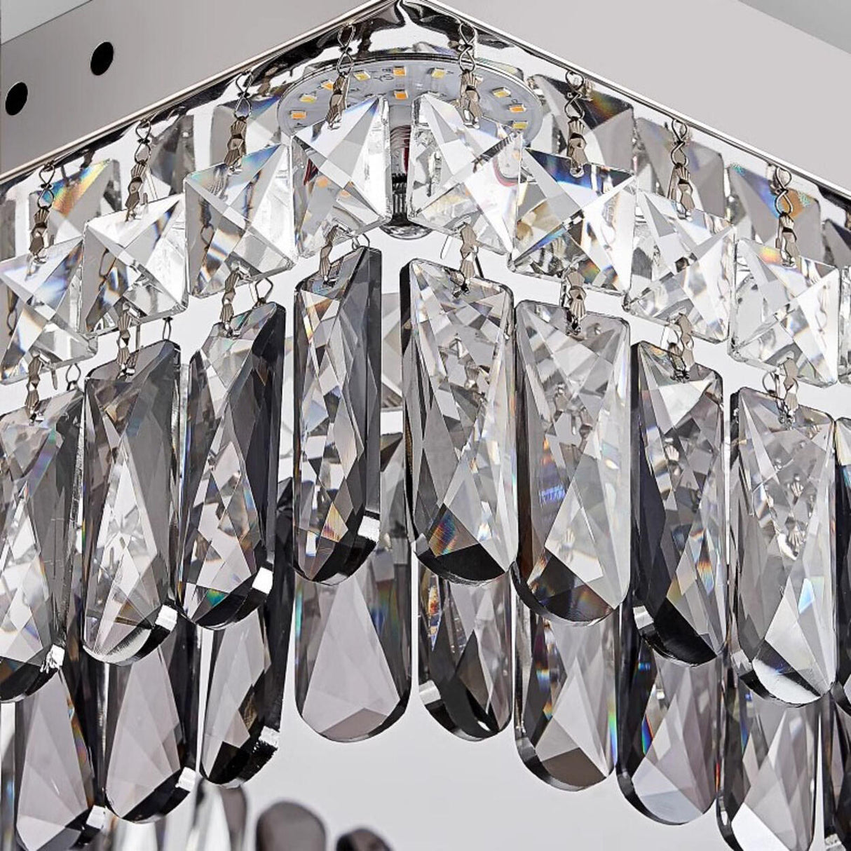 Flush Mount Round Transparent Crystal Ceiling Lamp Image - 10