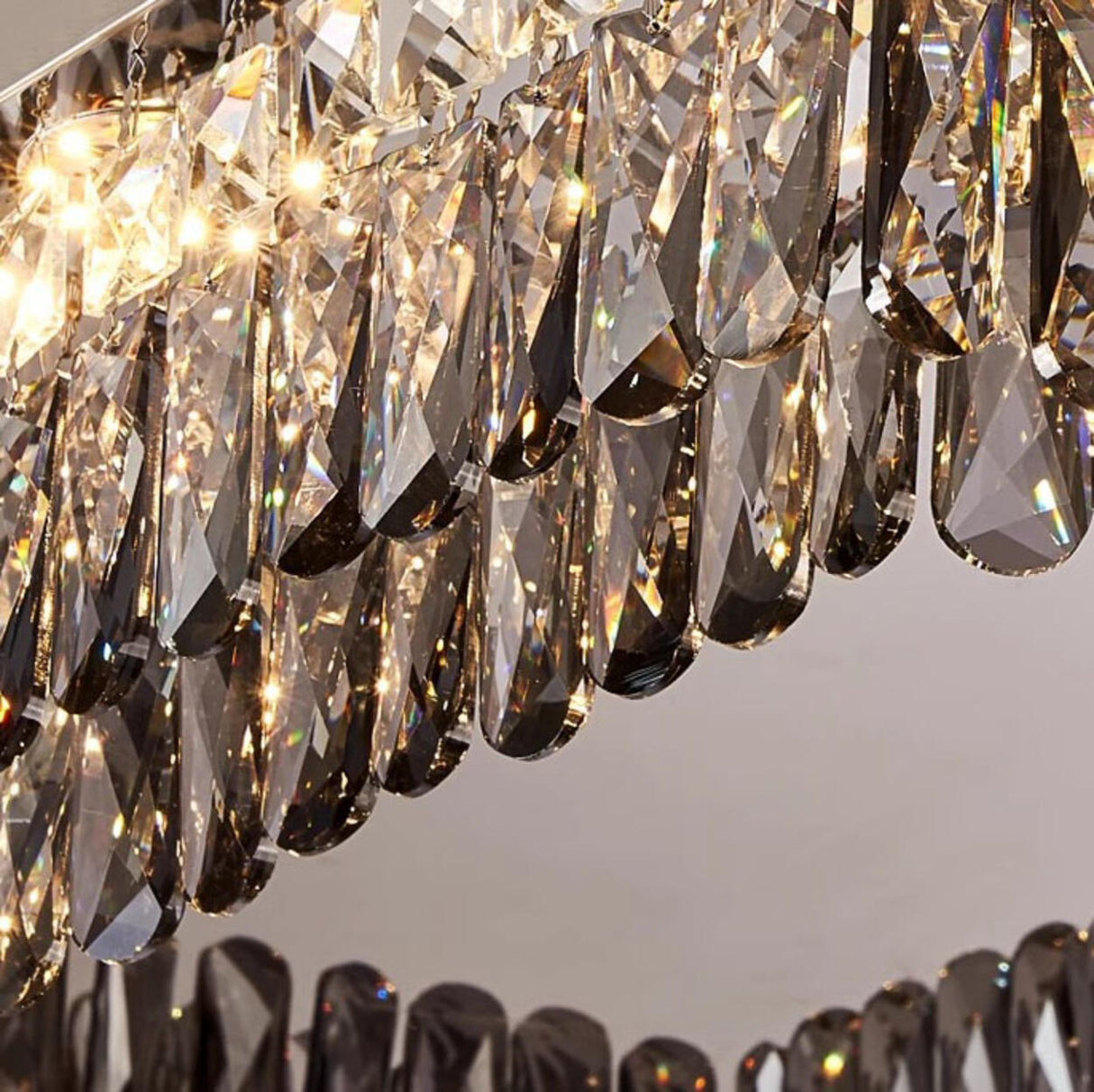 Flush Mount Round Transparent Crystal Ceiling Lamp Image - 12